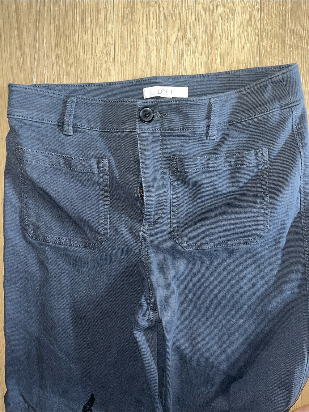 LOFT Women's Dark Blue Straight-Leg Jeans with Front Patch Pockets